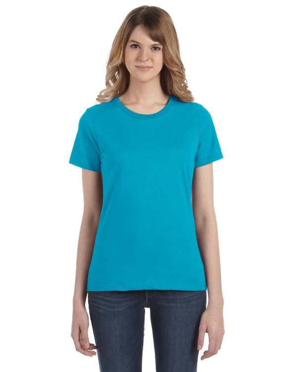Anvil Ladies Fashion Fit T-Shirt | Caribbean Blue For Cheap