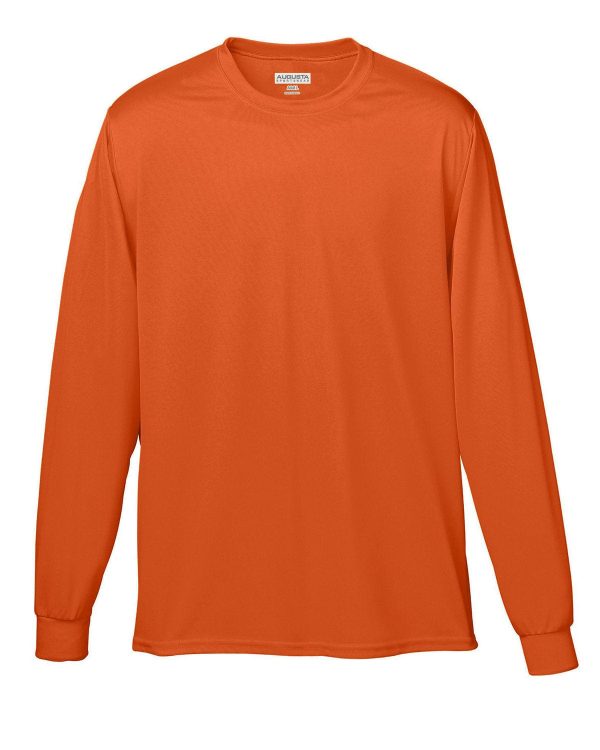 Augusta Long Sleeve Moisture Wicking T-Shirt | Orange Hot on Sale