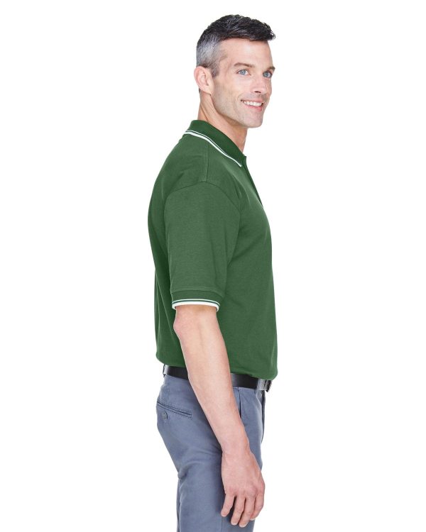 Devon & Jones Tipped Perfect Pima Polo Shirt | Forest  Creme Hot on Sale - Image 3