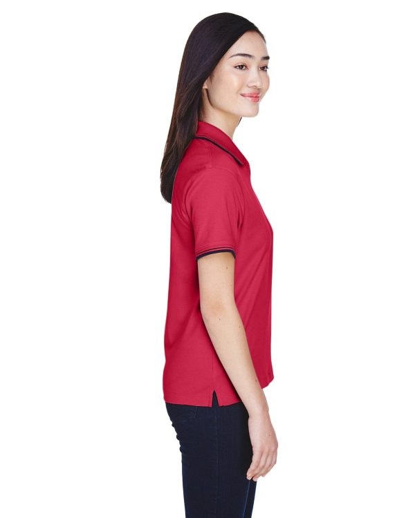 Devon & Jones Ladies Tipped Perfect Pima Polo Shirt | Red  Navy Hot on Sale - Image 3