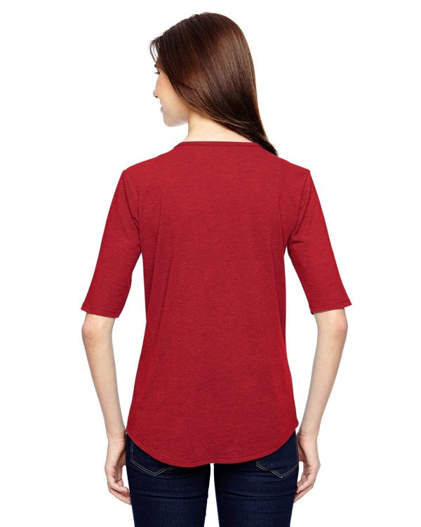 Anvil Ladies Triblend Deep Scoop Half-Sleeve T-Shirt | Heather Red Online - Image 2