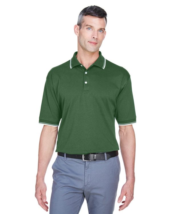Devon & Jones Tipped Perfect Pima Polo Shirt | Forest  Creme Hot on Sale