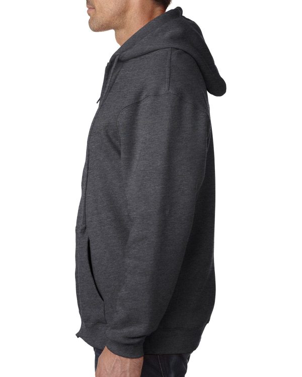 Bayside USA Made Hooded Full-Zip Fleece | Charcoal Hthr Online now - Image 3