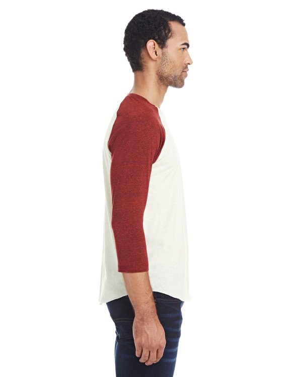 Threadfast Apparel Unisex Triblend 3 4 Sleeve Raglan Tee | Crm  Crd Blk Trb Online - Image 3