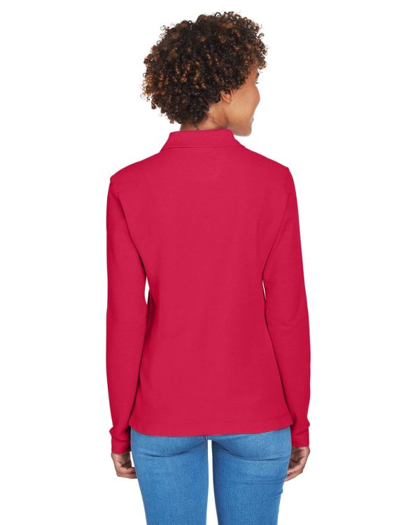 Devon & Jones Ladies Long Sleeve Polo Shirt | Red Discount - Image 2
