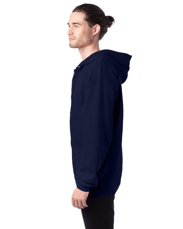 Hanes Ultimate Cotton Full-Zip Hoodie Sweatshirt | Navy Supply - Image 3