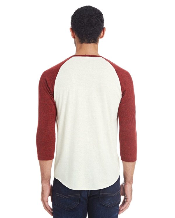 Threadfast Apparel Unisex Triblend 3 4 Sleeve Raglan Tee | Crm  Crd Blk Trb Online - Image 2