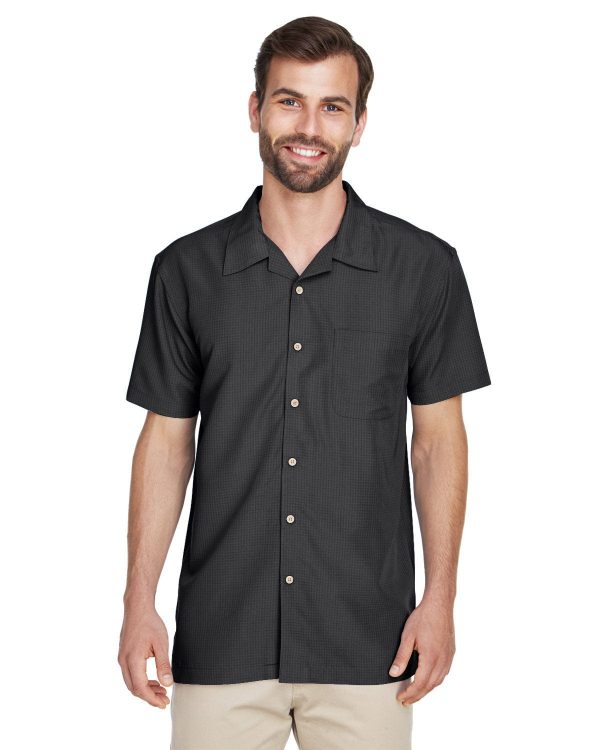 Harriton Barbados Textured Camp Shirt | Black Online