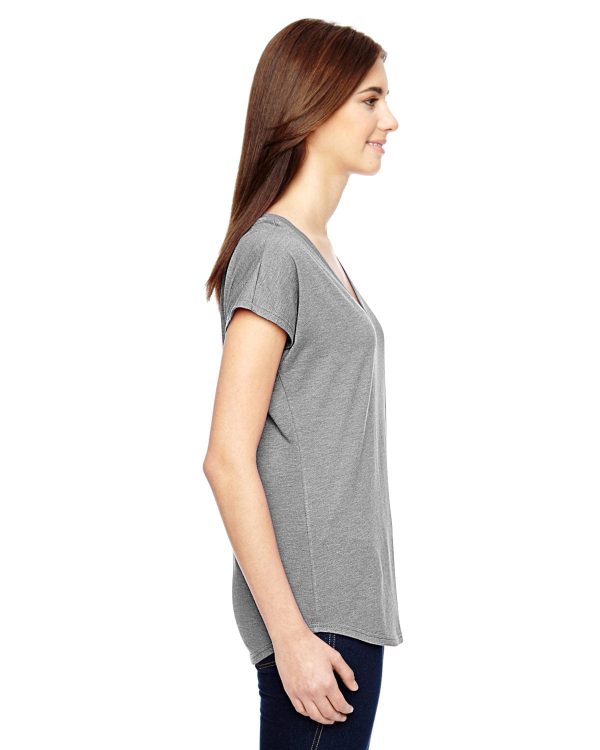Anvil Ladies Triblend V-Neck T-Shirt | Heather Grey Hot on Sale - Image 3