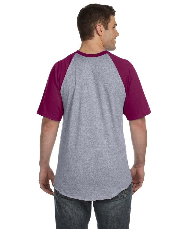 Augusta 50 50 Short Sleeve Raglan T-Shirt | Ath Hthr  Maroon Supply - Image 2