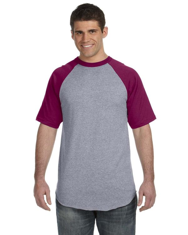 Augusta 50 50 Short Sleeve Raglan T-Shirt | Ath Hthr  Maroon Supply