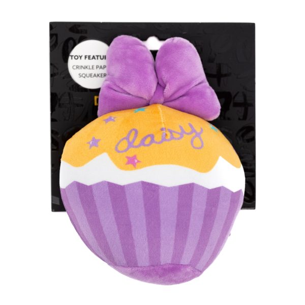 Dog Toy Squeaker Plush - Daisy Duck Script Cupcake with Pink Bow Online now - Image 4