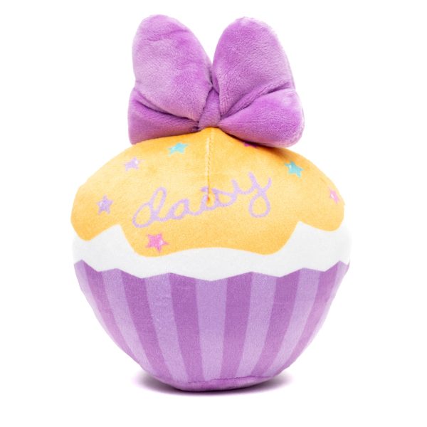 Dog Toy Squeaker Plush - Daisy Duck Script Cupcake with Pink Bow Online now