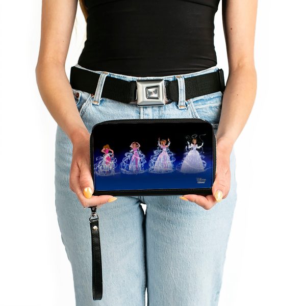 Women s PU Zip Around Wallet Rectangle - Cinderella Princess Transformation Pose Blue Fade Supply - Image 3