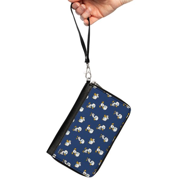 Women s PU Zip Around Wallet Rectangle - Lilo & Stitch Duckling Poses Scattered Blue on Sale - Image 2