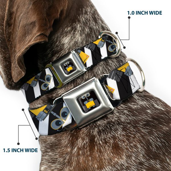 WALL-E Pose Full Color Black Seatbelt Buckle Collar - Wall-E Poses Stripe Black White Cheap - Image 2