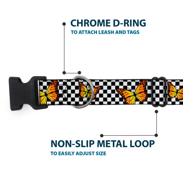 Plastic Clip Collar - Monarch Butterfly Scattered Checker Black White Hot on Sale - Image 5