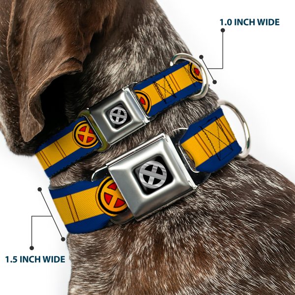 X-Men Icon Black Silver Gradient Seatbelt Buckle Collar - X-Men Cyclops Utility Strap Blue Gold Black Red Online now - Image 2