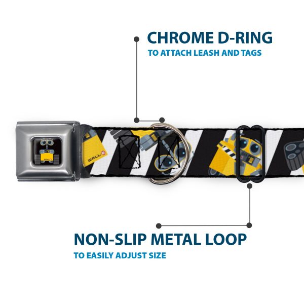 WALL-E Pose Full Color Black Seatbelt Buckle Collar - Wall-E Poses Stripe Black White Cheap - Image 5